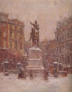 Theodore Robinson Union Square in Winter USA oil painting artist
